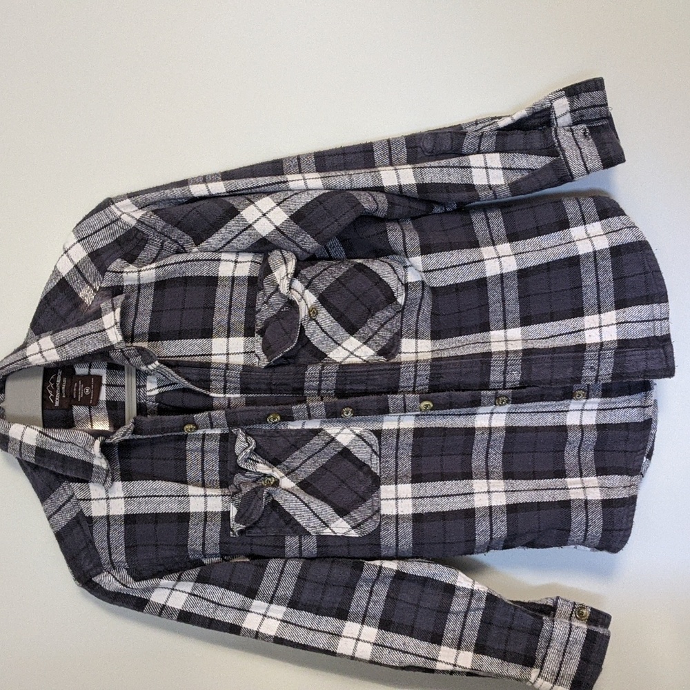 Flannel shirt, medium heavyweight, gray and white